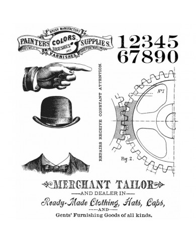 Sello de caucho de Tim Holtz CMS 267 Dapper