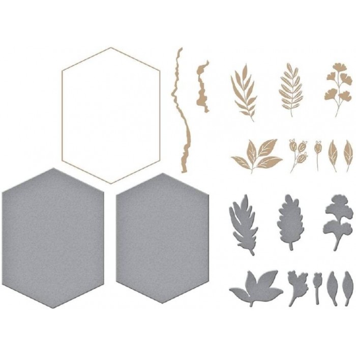 Placa mas troquel para GEO FOLIAGE GLIMMER HOT FOIL PLATE & DIE SET GLP-308