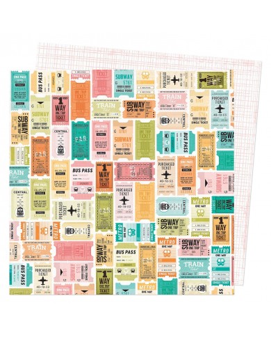Hoja PATTERNED PAPER - AC - VB - WHERE TO NEXT - 12 X 12 - ONE WAY TICKET