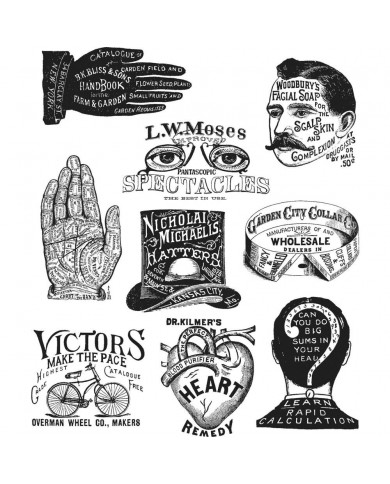 Sello de caucho de Tim Holtz CMS 372 Eclectic Adverts