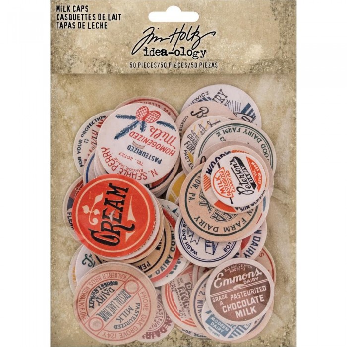Recortables o diecuts Idea-Ology Chipboard Milk Caps 50/Pkg
