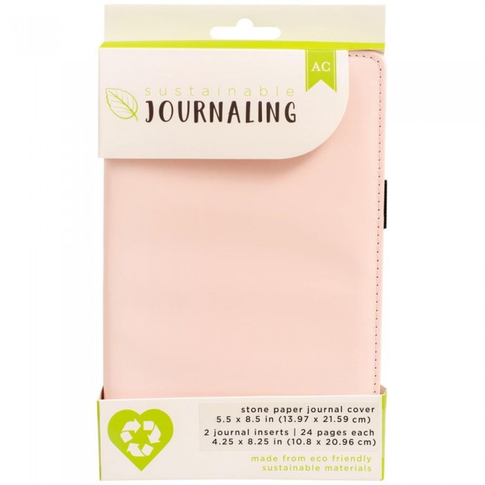 Journaling Cuaderno Sustentable con papel reciclado 5.5"X8.5"-Blush, W/2 Inserts (24 Pages Each)