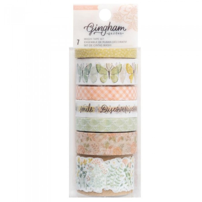 Cinta washi CP014018 GINGHAM GARDEN  Crate Paper Washi Tape 7/Pkg