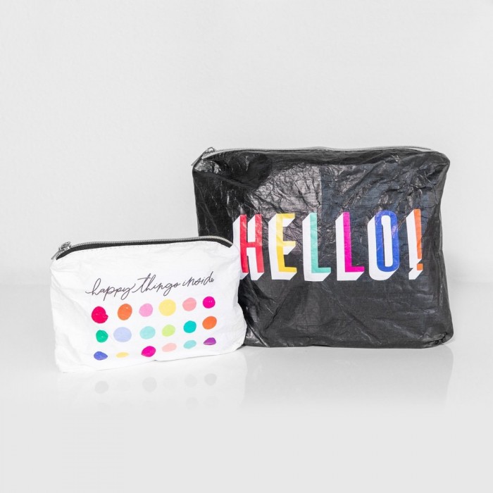 Kit de Cartuchera Happy Planner Flexible Nylon Pouch 12"X6.5"X.3" Hello 2/Pkg