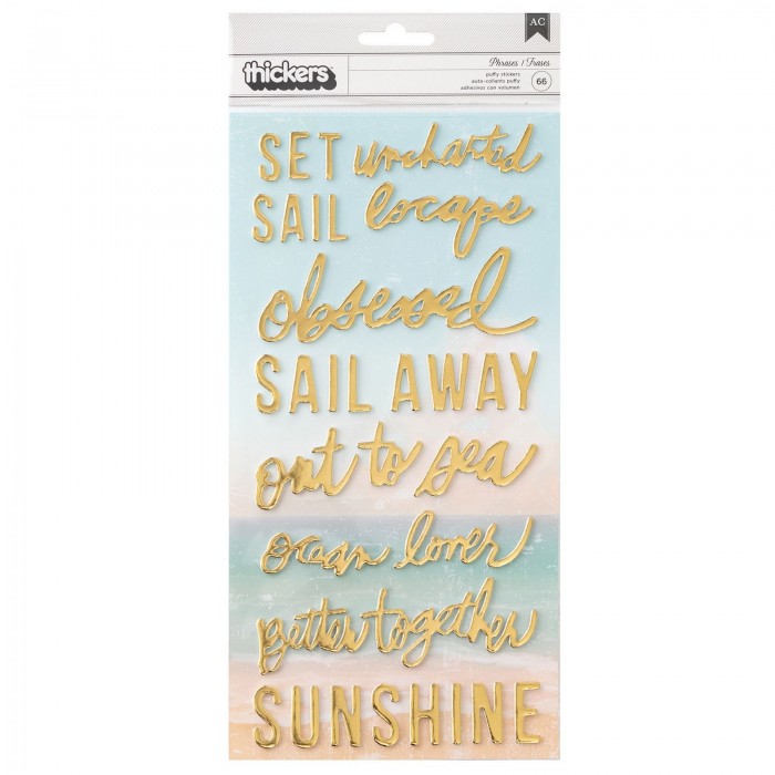 Stickers chipboard con relive de frases con foil HS - SET SAIL  (66 PIECE) 34021032