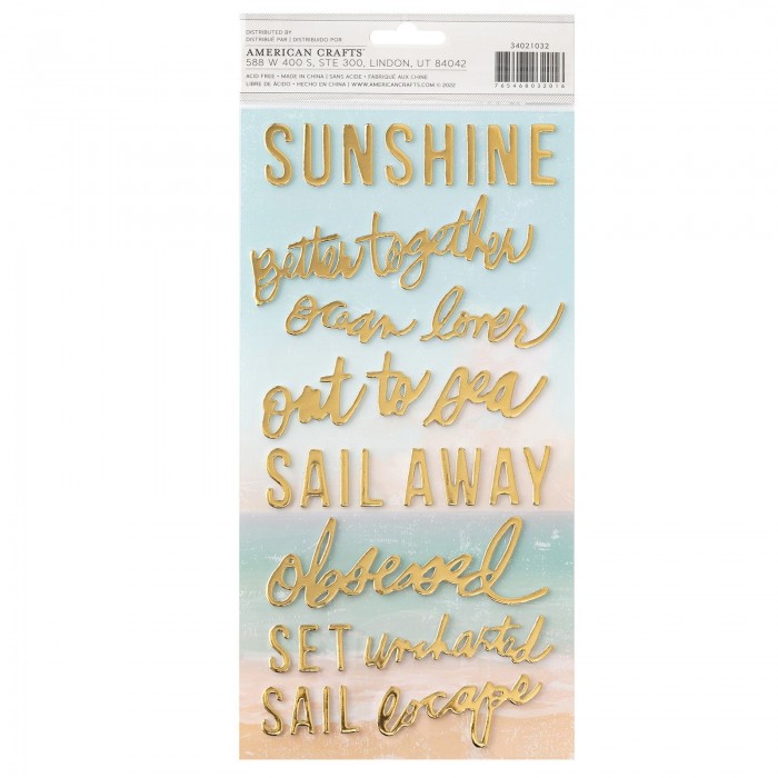 Stickers chipboard con relive de frases con foil HS - SET SAIL  (66 PIECE) 34021032
