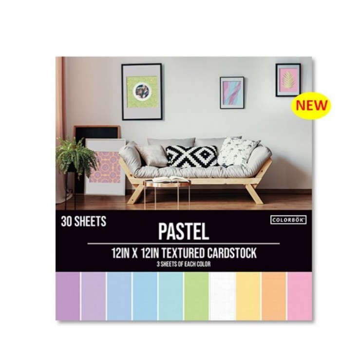 Bloc de papeles 30 HOJAS de 30x30cmts  - TEXTURED CARDSTOCK - PASTEL 74643