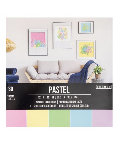 Bloc de papeles 30 HOJAS de 30x30cmts  -SMOOTH CARDSTOCK PASTEL 61195