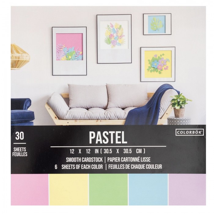 Bloc de papeles 30 HOJAS de 30x30cmts  -SMOOTH CARDSTOCK PASTEL 61195