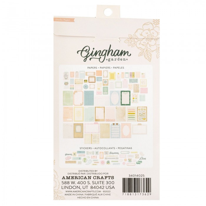Recortables y adornos EMBELLISHMENT 34014025 - CP - GINGHAM GARDEN - PAPERIE PACK - INCLUDES PAPER AND STICKERS (200 PIECE)