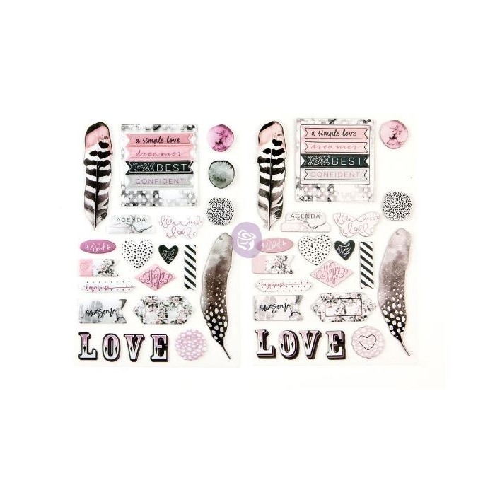 PRIMA MARKETING Puffy Stickers - Rose Quartz