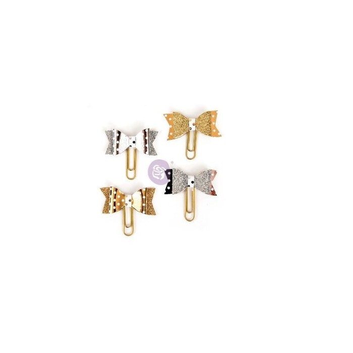 Clips Moñas doradas y plateadas My Prima Planner