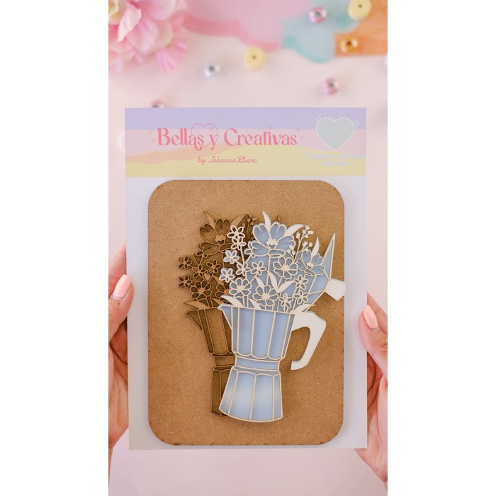 Base Álbum Cafetera con Flores Shaker Johana Rivero