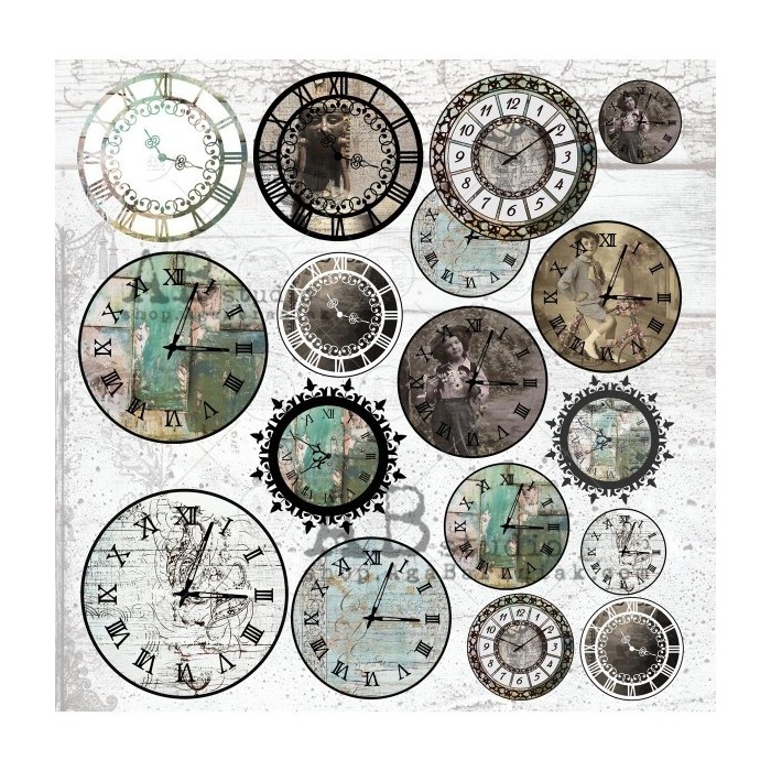 Die-cuts ephemera ID-49 x16 "Misty clocks" ABstudio