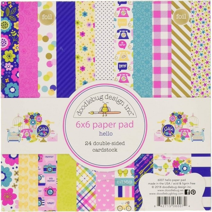 Coleccion Doodlebug Design 6x6 Hello 24 hojas doble cara