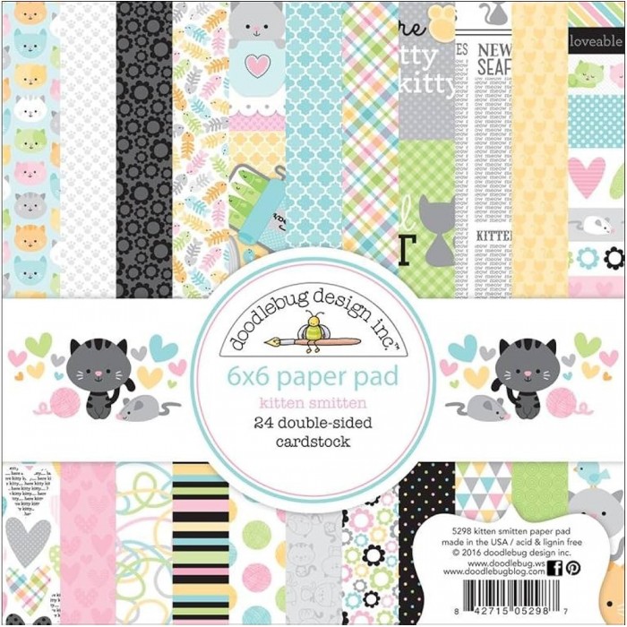 Coleccion Doodlebug Design 6x6 Kitten smitten 24 hojas doble cara