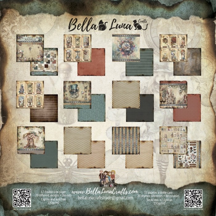 Pad 12x12" Bellaluna Crafts con 12 papeles doble cara Madness Básicos