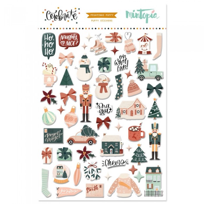 Pegatinas puffy ilustraciones CELEBRATE de Mintopía