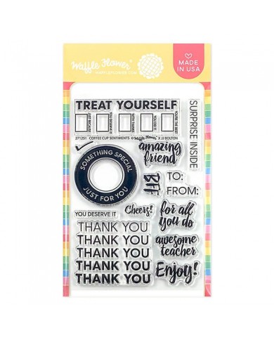 Sello Coffee Cup Sentiments Waffle Flower