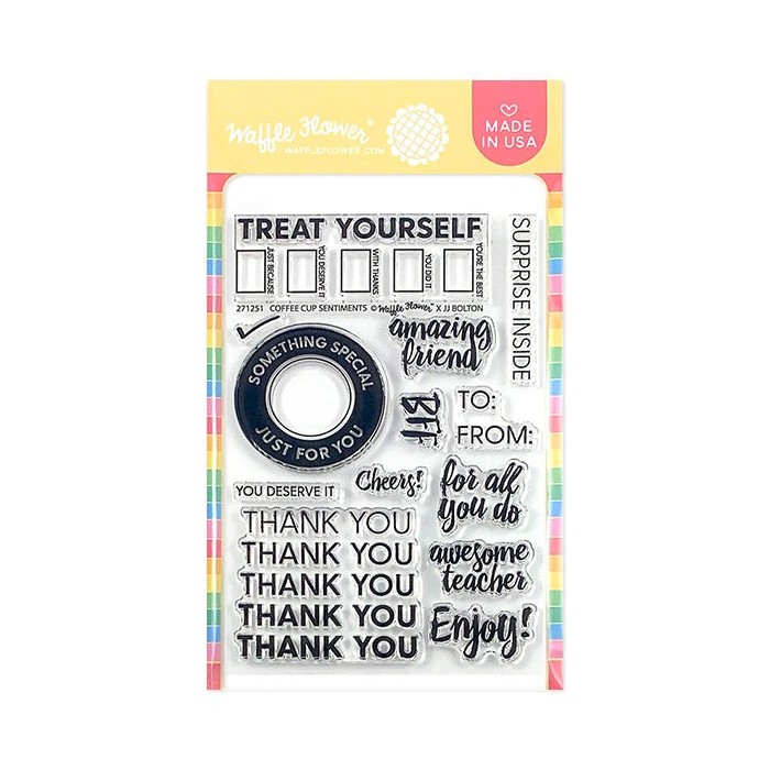 Sello Coffee Cup Sentiments Waffle Flower