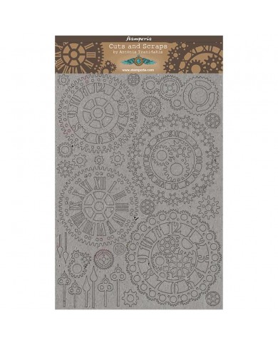 Carton pre recortado Stamperia Gears & Clocks, Sir Vagabond Greyboard Cut-Outs A4 1mm Thick
