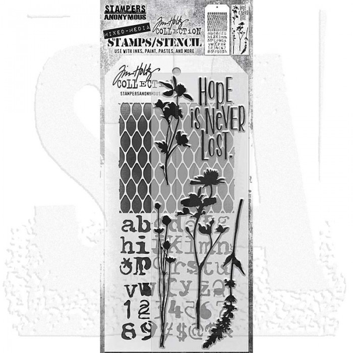TIM HOLTZ Stamps and Stencil Set - THMM121