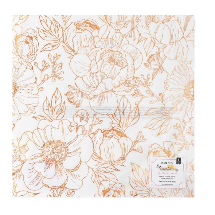 Vellum con diseños en foil color cobre