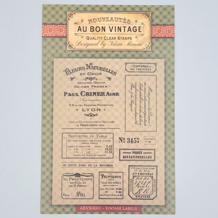 Sello acrílico A5 "Vintage Labels"Au Bon Vintage ABVS0001