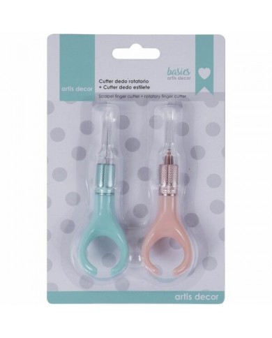 KIT Cúter de Dedo Rotatorio 360º Rosa + Cúter dedo estilete Artis Decor