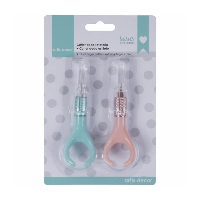 KIT Cúter de Dedo Rotatorio 360º Rosa + Cúter dedo estilete Artis Decor