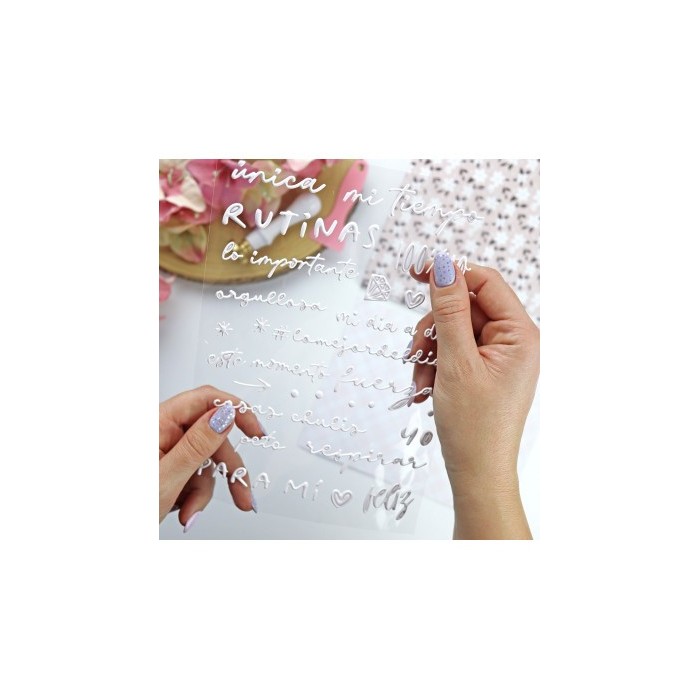 Para Mí White puffy stickers Aluacid