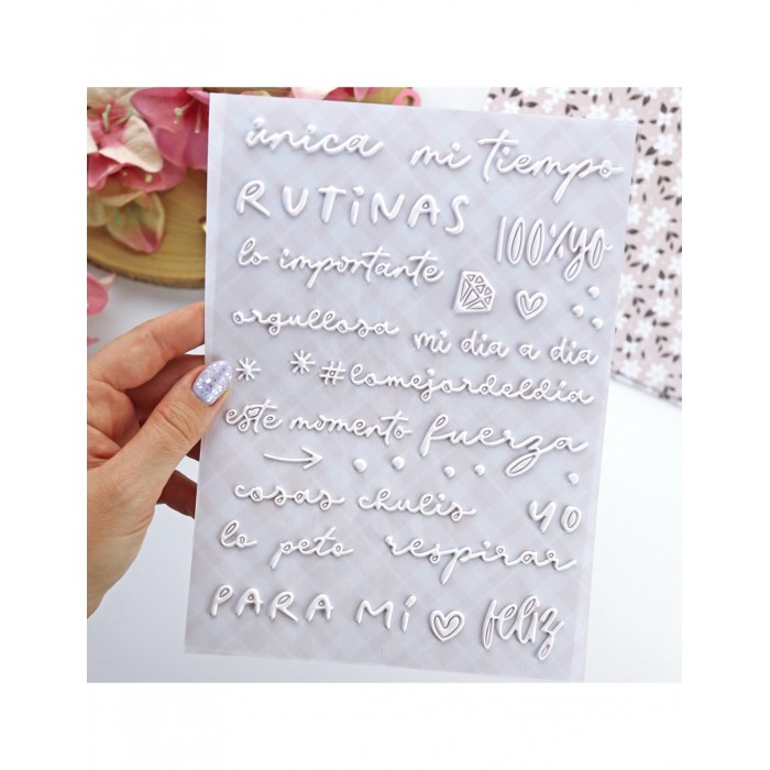 Para Mí White puffy stickers Aluacid