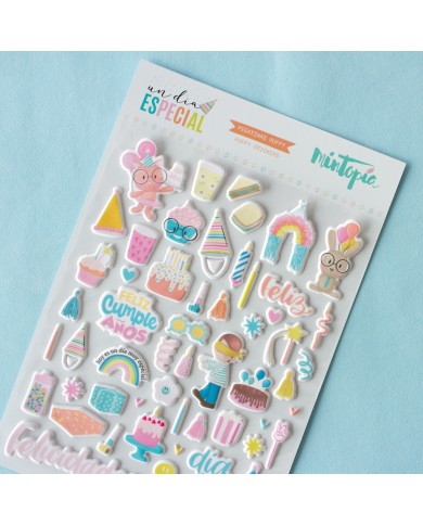 Pegatinas Puffy ilustraciones Un día especial de Mintopía