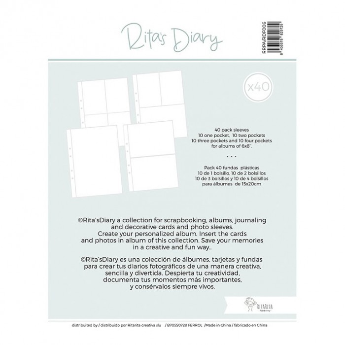 Fundas de Project Life surtidas x 40 Rita 6x8
