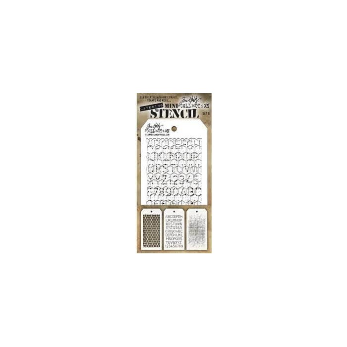 Kit Mini Stencil By Tim Holtz - Set 8