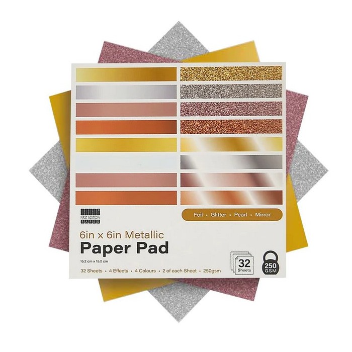 Bloc de Papeles First Edition Pad Premium 6x6" Metallic Paper