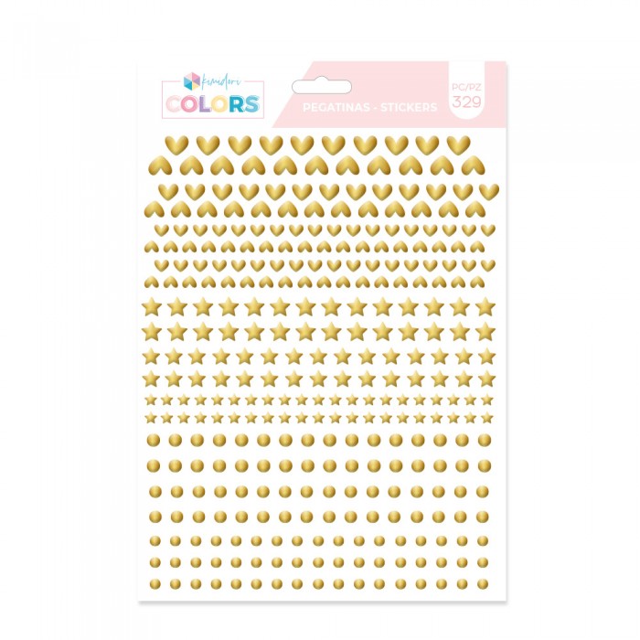 Pegatinas puffy estrellas y corazones foil dorado