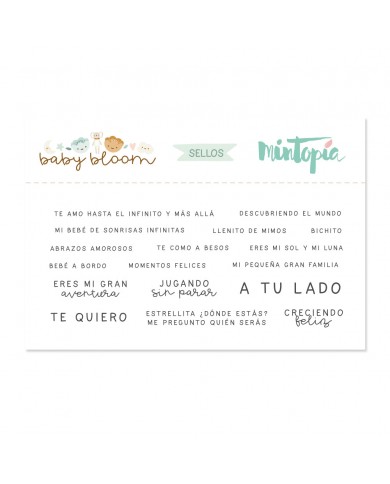 Sello Frases coordinadas Baby Bloom CASTELLANO (combina con troquel salvaje)