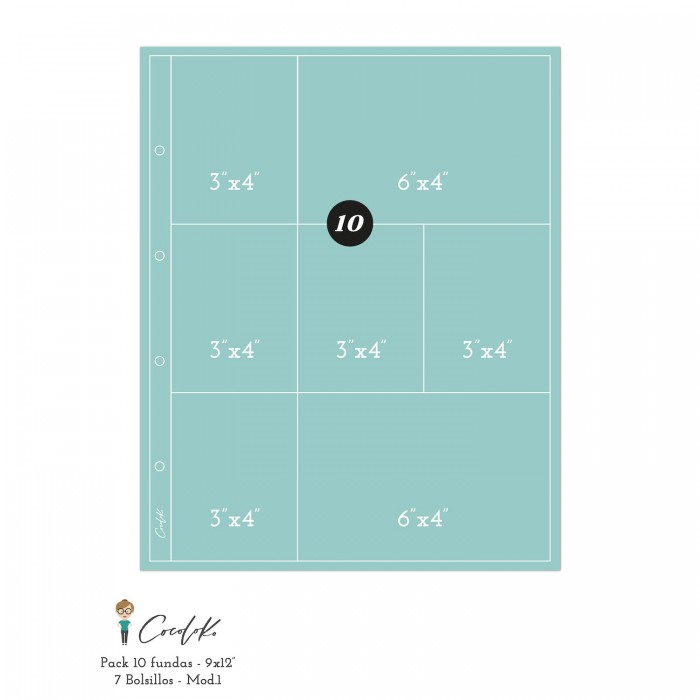 Fundas para Álbumes de 9"x12" con 7 Bolsillos-Modelo 1 Cocoloko