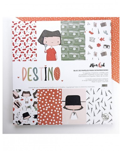 Bloc de papeles 12x12" 36 papeles colección Destino Aluacid