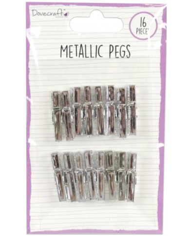 Set de mini pinzas metálicas color plata