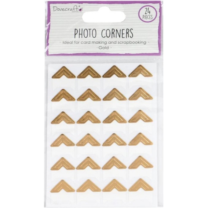 Set de esquinas para fotos autoadhesivas decoradas con foil dorado