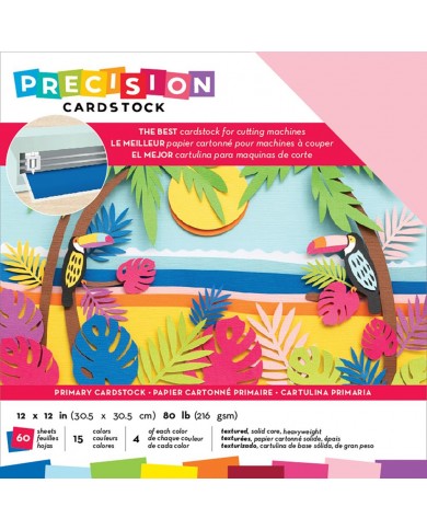 Precision Cardstock Pack American Crafts  80lb 12"X12" 60/Pkg Colores primarios