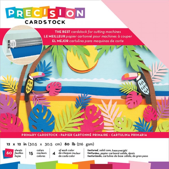 Cartulina texturizada Precision Cardstock Pack American Crafts  80lb 12"X12" 60/Pkg Colores primarios