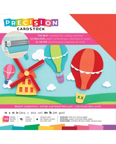 Precision Cardstock Pack American Crafts  80lb 12"X12" 60/Pkg Colores brillantes