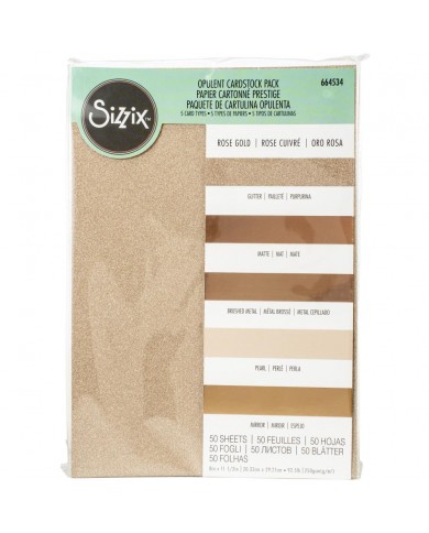 Sizzix Surfacez Opulent Cardstock Pack 8"X11.5" 50/Pkg Rose Gold