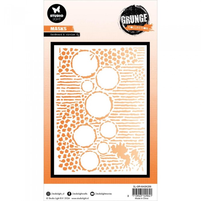 Stencil Studio Light Grunge 15x21cmts  Nr. 258, Cardboard & Circles