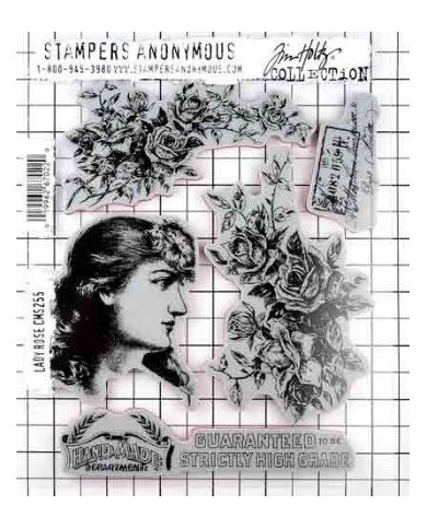 Tim Holtz  Cling Mount Stamps - LADY ROSE CMS 255
