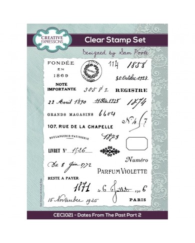 Sellos Creative Expressions 6"X8" Clear Stamp Set By Sam Poole Dates From The Past Part 2