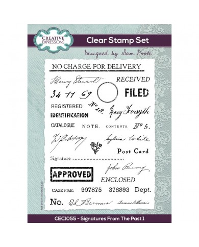 Sellos Creative Expressions 6"X8" Clear Stamp Set By Sam Poole Signatures From The Past 1